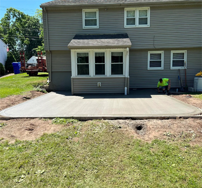 Custom concrete patio installation, MA, CT